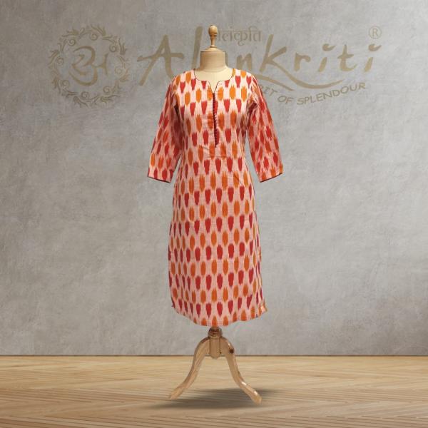 Smart Sleeveles Embellished Cotton IKat Kurti - Pant Optional – Sujatra